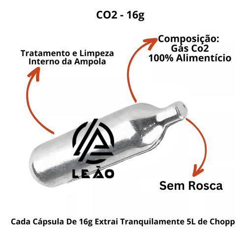 10 Cartucho De Co2 16g Sem Rosca Chopeira Philco
