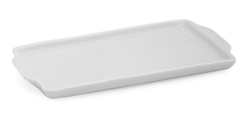 6 Bandejas Porcelana Retangular Louça 21,5 Comprimento Branco