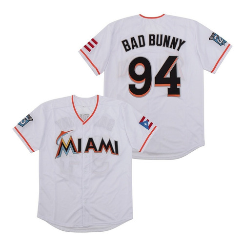 Imagen 1 de 2 de Camiseta Casaca Baseball Mlb Miami Marlins 94 Bad Bunny