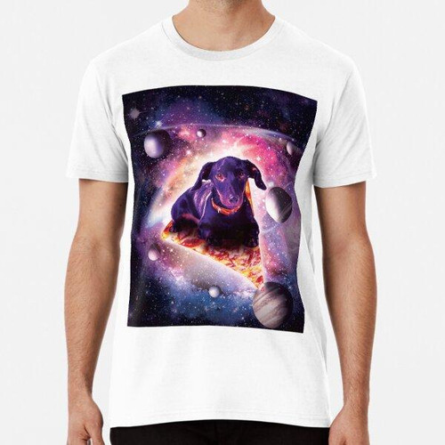 Remera Outer Space Galaxy Dog Riding Pizza Algodon Premium