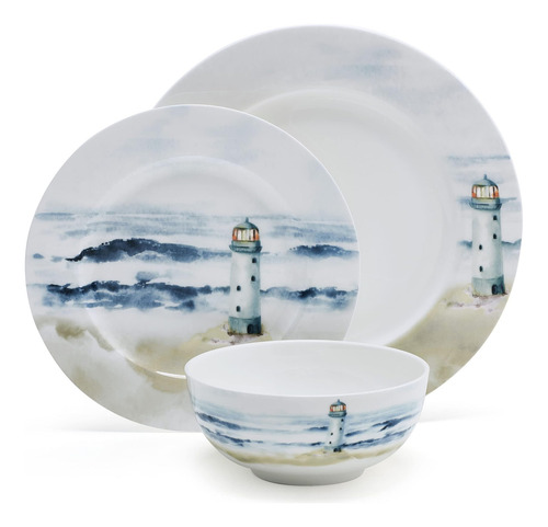 Vajilla De 12 Piezas Mikasa Seaside Coastal Bone China, Lige