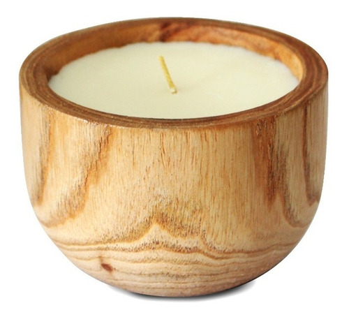 Imagen 2 de 3 de Vela Con Cuenco De Madera Torneada Eucalipto Mos Cuotas S/i