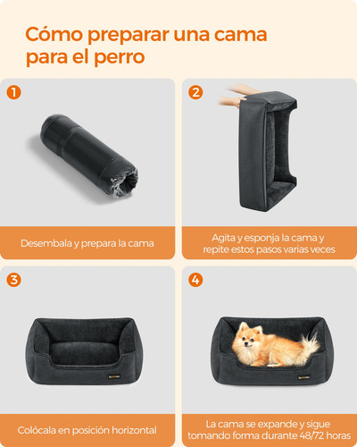 Feandrea Cama Para Perros Sofá Para Mascotas Bordes Elevados Color Gris oscuro