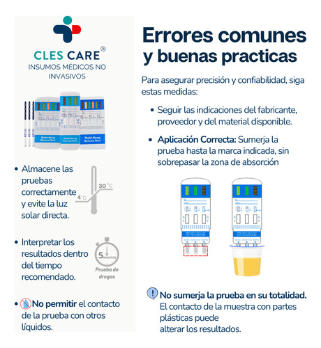Panel Antidoping 6 Parámetros Cles Care, 20 Pruebas + Vasos
