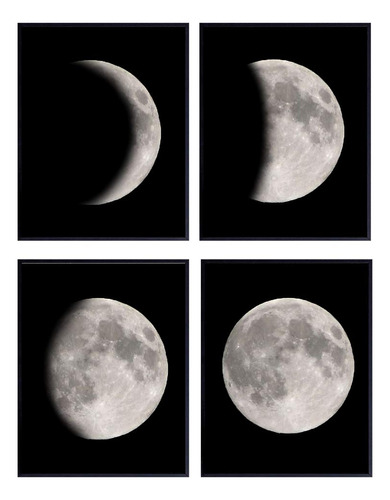 Moon Phases Wall Art Prints - Juego De Cuatro Fotos Sin...