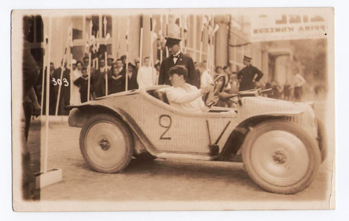 Antigua Foto Postal Original Auto Aleman Hanomag Korbwagen