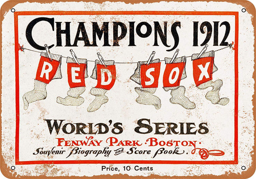 Letrero Metal Moda 1912 World Serie Red Sox Vs Giants Señal