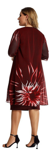 Vestido Elegantes Dama Plus Size Fiesta Flores Estampado