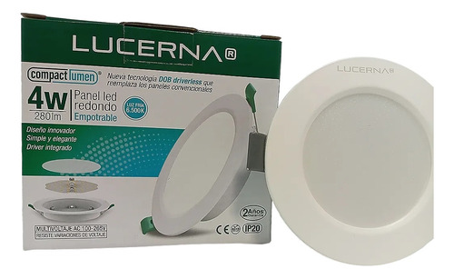 Lucerna Panel Led Empotrable 4w Redondo Compacta