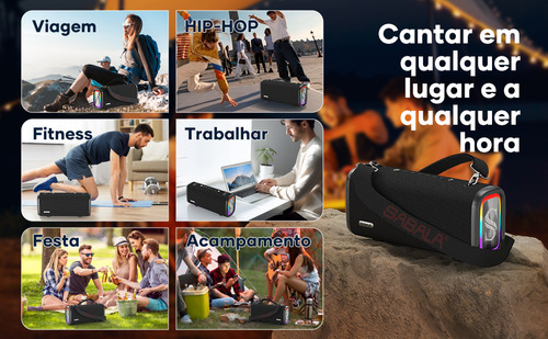 Caixa De Som Bluetooth 120w Radio Fm Portátil Sabala Dr-908 Cor Preto 110V/220V