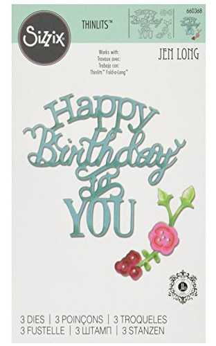 Sizzix 660368 Thinlits Feliz Cumpleanos A Ti Por Jen Phrase