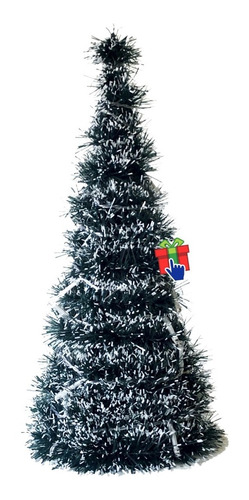 Imagen 1 de 6 de Arbolito Arbol Navidad Lameta Con Luz Led A Pila 38cm