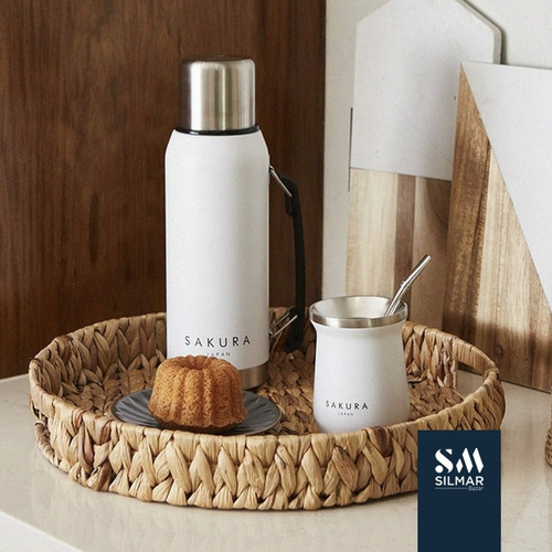 Imagen 5 de 10 de Mate De Metal Original Sakura Acero Inoxidable Con Bombilla