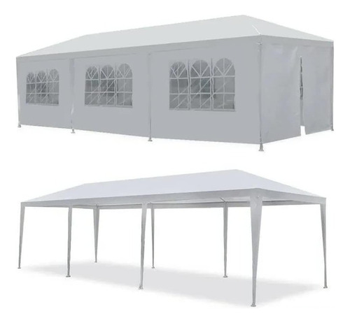 Toldo Carpa 9x3 Gazebo Pergola Plegable Portable Blanco