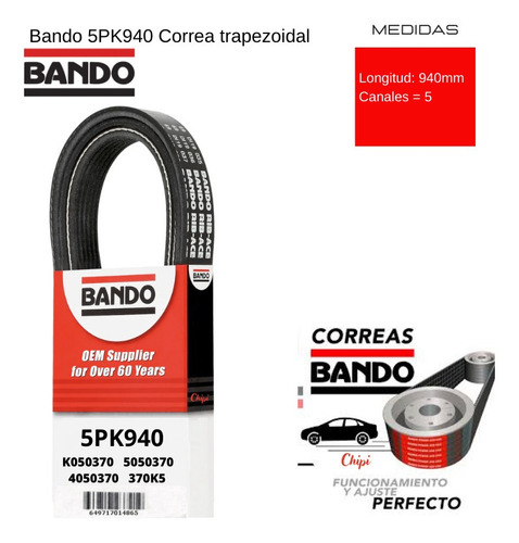 Correa Aire Acond Fiat Brava 182 1.9 D Rhd 160a700 1995 1997