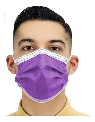 50 Mascarillas Cubrebocas De 4 Capas Transpirable Calidad Color Morado