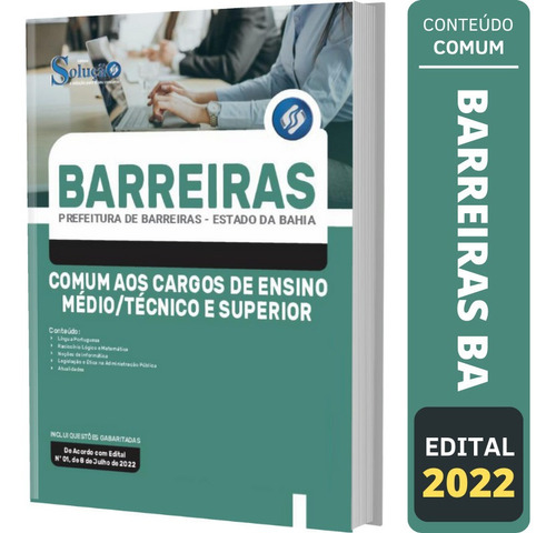 Apostila Barreiras Ba - Comum Cargos Médio, Técnico Superior