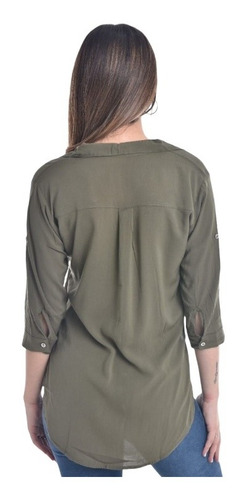 Imagen 2 de 10 de Camisa Larga Mujer Manga 3/4 Convertible A Corta Poplin