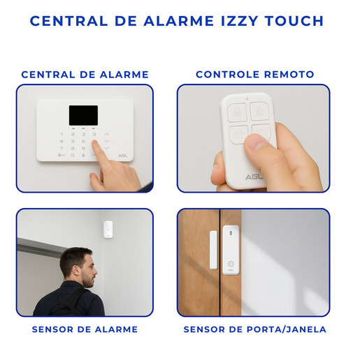 Kit Central De Alarme Izzy Touch Wifi 433mhz Segurança Agl