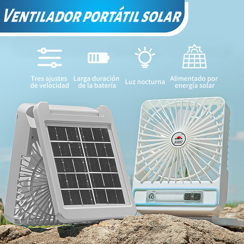 Ventilador Mini De Camping Solar Recargable Plegable Con Led