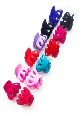 Pack X12 Mini Pinzas Pinche Tiburón Pulpo Colores Cabello