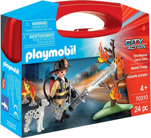 Playmobil Maletín De Fuego Rescatista Bombero Y Perro