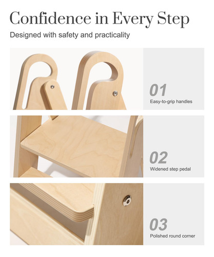 Taburete De Madera Para Inodoro, 2 Escalones Plegable Para N