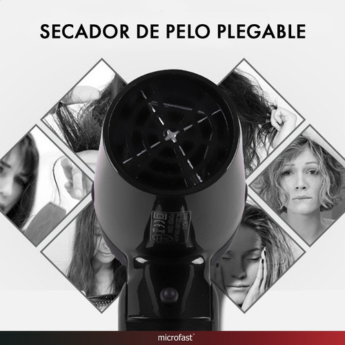 Imagen 7 de 9 de Mini Secador De Pelo 1400w Mango Plegable 220v 2 Velocidades