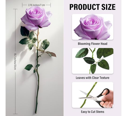 20 Unidades De Rosas Artificiales Con Tallos Largos - Flores