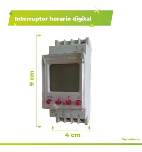Imagen 3 de 10 de Timer Reloj Temporizador Digital 52 Prog Din Baw Ihd37