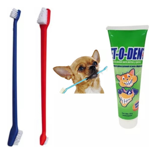 Pasta Dental Perros Gatos Cepillo Doble Sarro Pet O Dent Kit