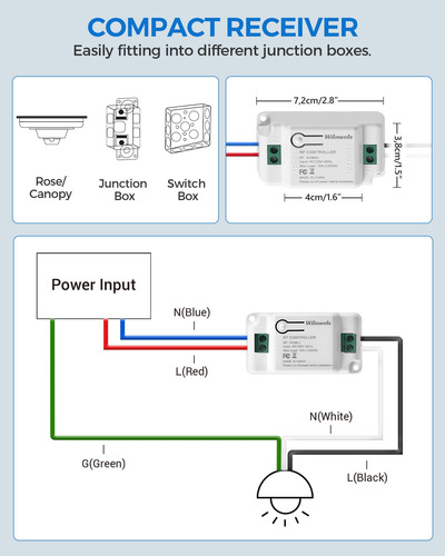 Kit De Receptor E Interruptor De Luz Sem Fio Com