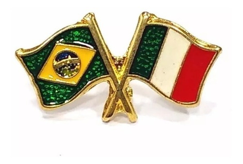 Bótom Pim Broche Bandeira Brasil X Itália Folheado A Ouro