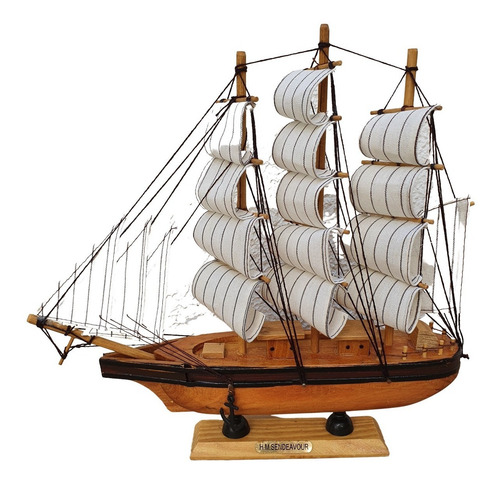 Imagem 1 de 1 de Barco Navio Decorativo 30 Cm - Madeira Maciça - Montado