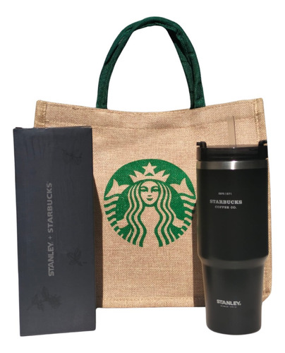 Kit Vaso Termo Starbucks - Stanley Incluye Bolsa De Yute