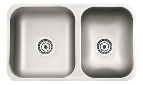 comprar Pileta de cocina doble Mi Pileta Pileta 305 de acero inoxidable 37 cm x 64 cm x 18 cm con espesor de 1.2 mm plateado