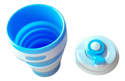 Vaso Térmico Plegable Cafe Caliente Sin Quemaduras Hermético Celeste Liso