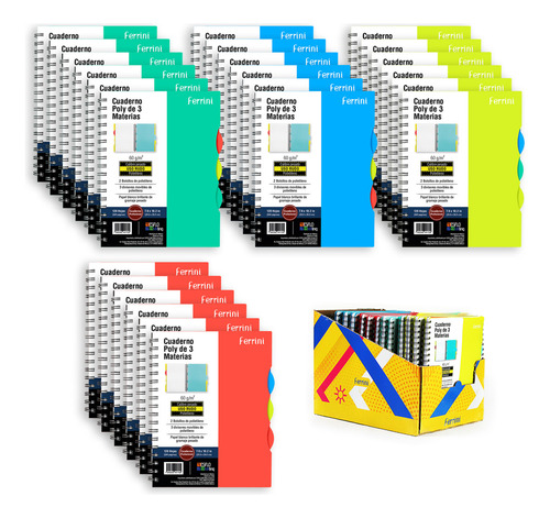 Cuaderno Profesional Poly Ferrini 120h Raya Caja 24 Pza