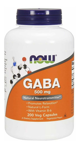 Now Gaba  500mg Neurotransmitter Support 200 Cápsula Sellada