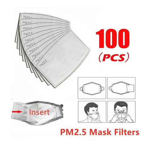 Mascarilla 100pcs Pm2.5 Filtro De Máscara Facial Carbón Acti