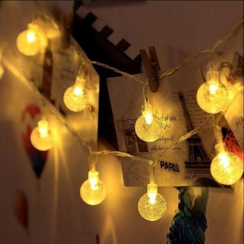 Luces Decorativas 20 Led Bolita Cristal 2 Metros A Pila