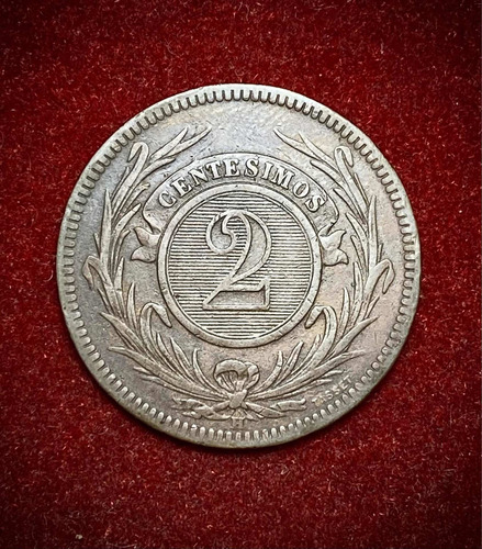 Moneda 2 Centésimos Uruguay 1869 Km 12 Cobre Birmingham