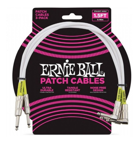 Pack 3 Cable Instrumento Ernie Ball P06056 Patch Wh 45 Cm