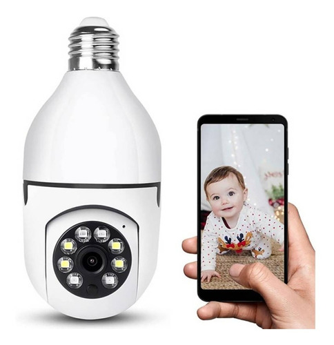 Foco Cámara Led Espía 360 De Seguridad Wifi Tiempo Real 