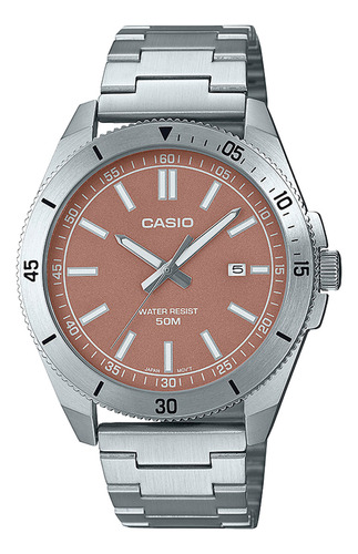 Reloj Hombre Casio Mtp-b155d-5evdf Core Mens Correa Gris Bisel Gris Fondo Rosa