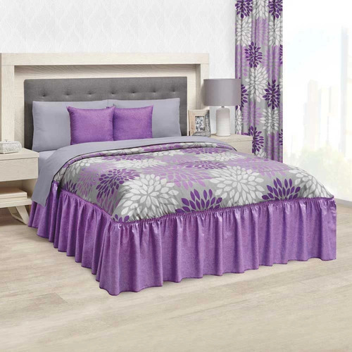 Colcha King Size Chelsea C/ Cojines Violeta/gris Elefantito