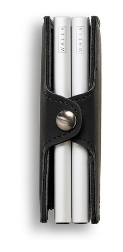 Imagen 2 de 4 de Billetera Doble Walla Vintage Black & Silver Cuero Depayser