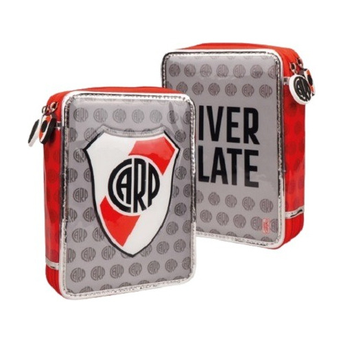 Cartuchera  2 Pisos River Plate + Set Escolar Cresko