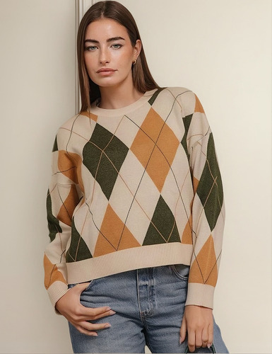 Sweater De Bremer Doble Tejido - Rombos