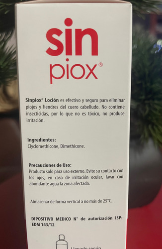 Sin Piox Loción Elimina Piojos Y Liendres 100ml C/peine X3